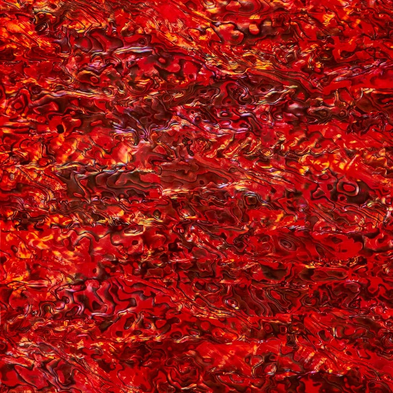 Ocean Shell Studios. Abalone Shell Inlay Veneer for DIY or Professional Inlay Embellishments - Sustainable New Zealand Paua Ruby Red- With 3M Double Sided Tape Backing - 9.45"X2.75" - Image 1